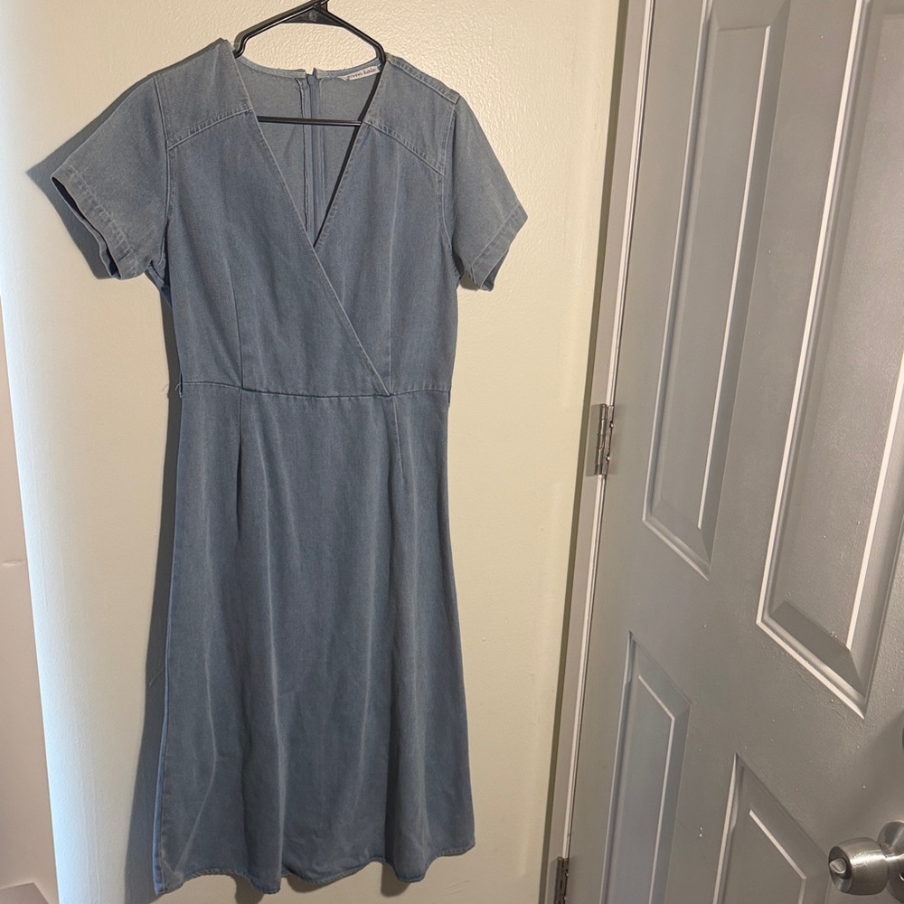Wrap Denim Midi Dress